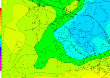 La mappa della temperatura ad 850 hPa del giorno 3 Aprile mostra valori di -2 gradi a 1500 metri sopra la Toscana.